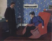 Felix Vallotton Interior with red armchair and figure Sweden oil painting artist